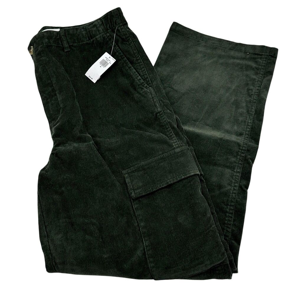 Old Navy Corduroy Cargo Pants Baggy Fit Stretch Boys Sz 18 30x29 Dark Green NWT